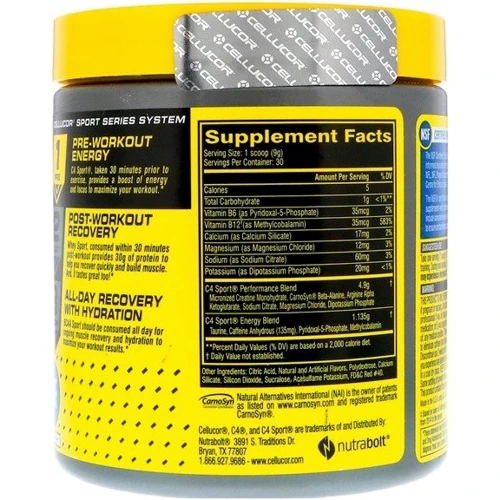 Передтренувальний комплекс Cellucor C4 Sport 270 g / 30 servings / Blue raspberry: Тип Комплекс до тренування