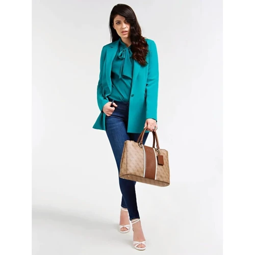 Женская сумка тоут Guess Cathleen Status Carryall коричневая (HWSG7737230-BRO): Фактура Матовая, Зернистая