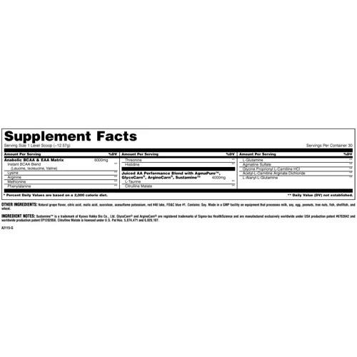 Аминокислота для спорта Universal Nutrition Animal Juiced Aminos 368 g /30 servings/ Orange Juiced: Вкус Апельсин