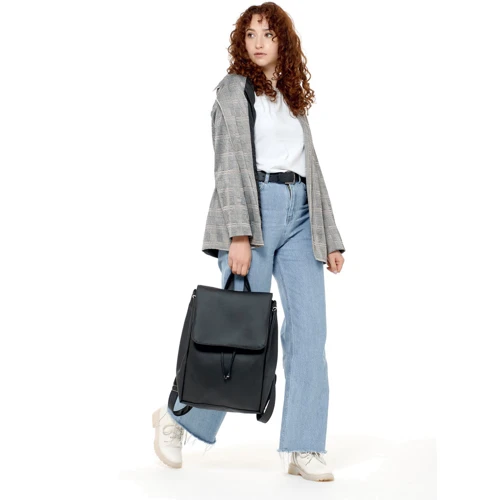 Жіночий рюкзак Sambag Loft LZN чорний (22400001): Фактура Матовая, Гладкая