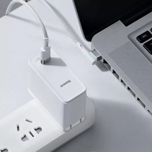 Кабель Baseus Cable USB-C to Laptop MacBook Zinc Magnetic L-shaped Port 60W 2m White (CATXC-W02) фото 3