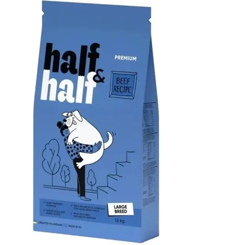 Сухой корм Half & Half для взрослых собак больших пород с говядиной 12 кг (4820261920772)