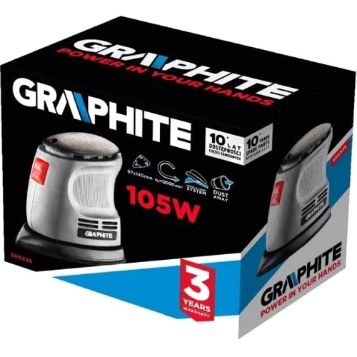 Вибрационная шлифовальная машина Graphite 140 x 140 x 97 мм 59G335: Тип машины вибрационная