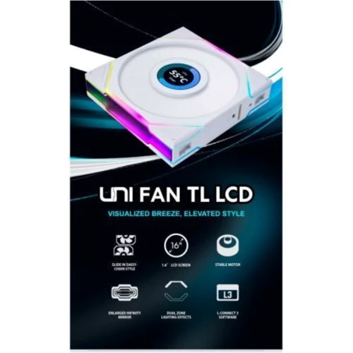 Кулер Lian Li Uni Fan TL LCD Reverse 120 3 in 1 White (G99.12RTLLCD3W.00) фото 7