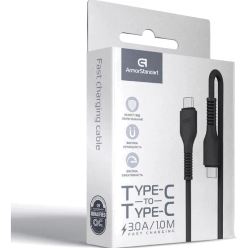 Кабель ArmorStandart Cable USB-C to USB-C 3A 1m Black (ARM65293) фото 4