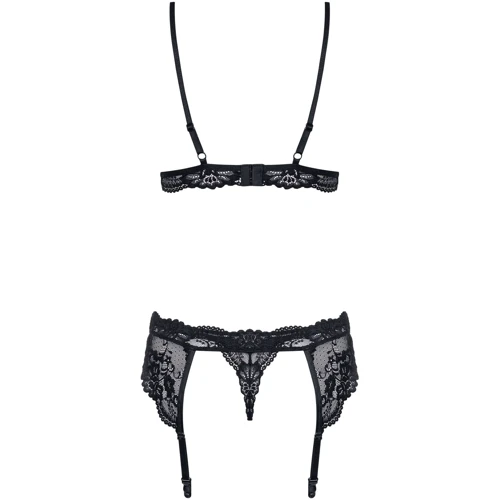 Эротический кружевной комплект Obsessive 810-SEG-1 set black S/M