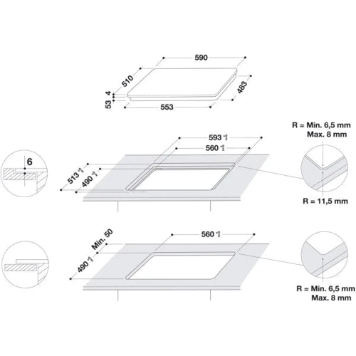 Варочная поверхность электрическая Whirlpool SMC 604 F/NE: Количество конфорок 5