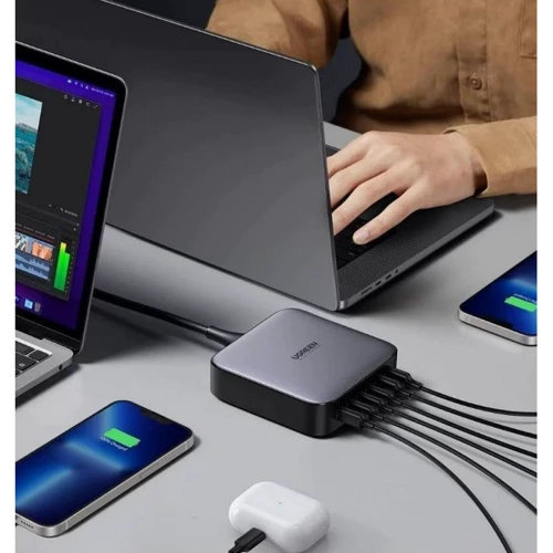 Зарядное устройство Ugreen Wall Charger 4хUSB-C+2xUSB CD271 GaN 200W Gray (40914): Тип сетевое