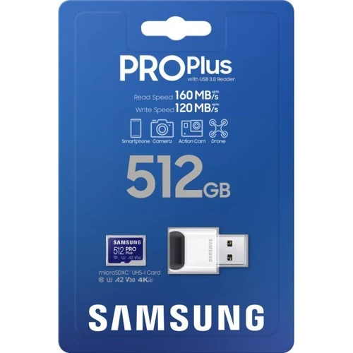 Карта памяти Samsung 512GB microSDXC Class 10 UHS-I U3 PRO Plus + adapter (MB-MD512KA/RU) фото 10