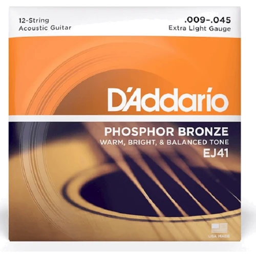 Струна для гитар Комплект струн D'addario EJ41 Phosphor Bronze 12-String Еxtra Light (09-45)