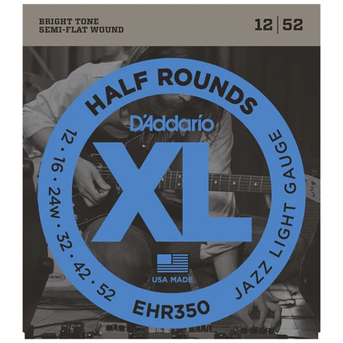 Струна для гитар Струны D`ADDARIO EHR350 XL HALF ROUNDS JAZZ LIGHT 12-52