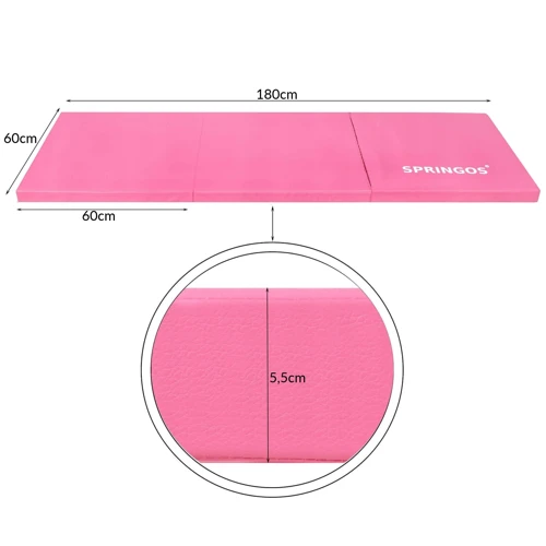 Мат гімнастичний складаний Springos 180 x 60 x 5.5 см Pink (FA0061) фото 4