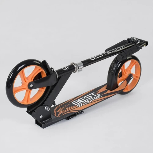 Самокат двухколесный Best Scooter с цветными PU колесами Black/Orange (98415): Количество колес 2