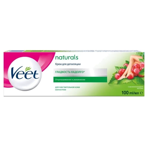 Veet Naturals Sensitive Крем для депіляції з олією виноградних кісточок для чутливої шкіри 100 ml: Об'єм, мл 100