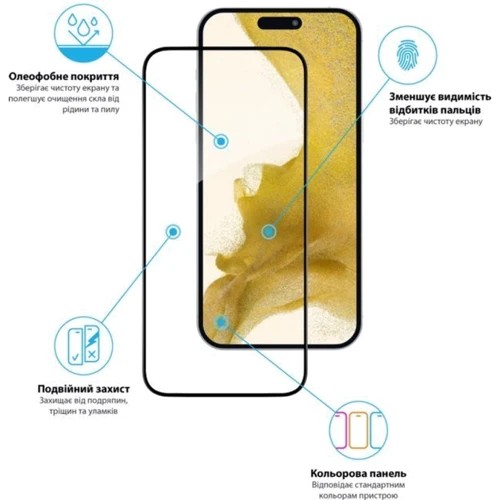Защитное стекло для iPhone Global Tempered Glass Full Glue Black for iPhone 15 Plus: Цвет черный