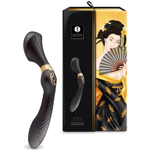 Вибромассажер Shunga Zoa Black, двусторонний