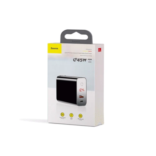 Зарядное устройство Baseus Wall Charger USB-C and USB PPS Quick Charge Display 45W Black (CCFSEU907-01): Кабель в комплекте отсутствует