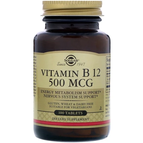 Solgar Vitamin B12, 500 mcg, 100 Tabs