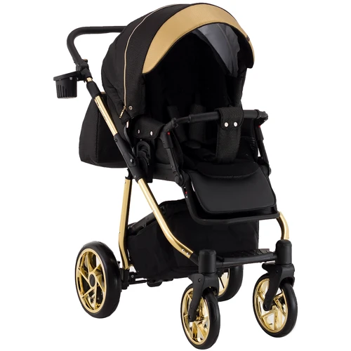 Коляска 2 в 1 Adamex Hybryd Plus Polar (Gold) BR619 черный (золотой люрекс) - золотая кожа (623692): Пол ребенка мальчик, девочка