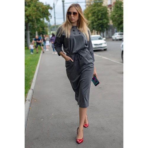 Платье FLFashion Луиза ХПЛ 3173 50 серое повседневное удлиненное миди: Вид Повседневные платья