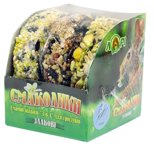 Лакомство для грызунов Лорі Злаки с кальцием 3 в 1 (Зл070)