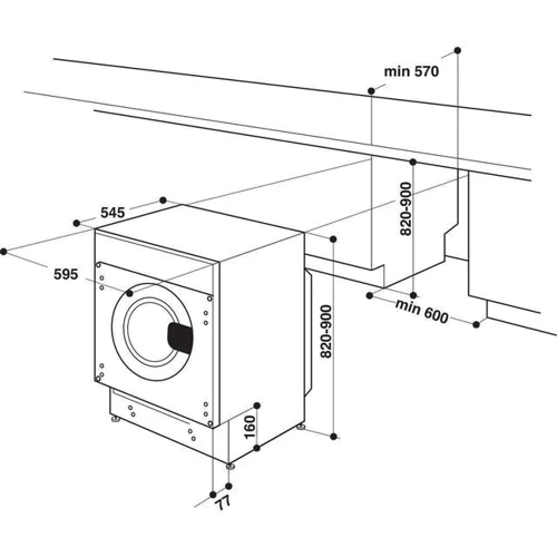 Встраиваемая стиральная машина Whirlpool BI WDWG 961484 EU / ITALY: Размеры ШxВxГ, см 59.5х82х54.5