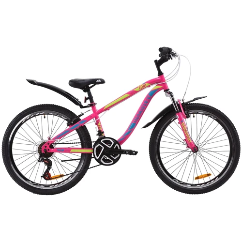 Велосипед ST 24" Discovery FLINT AM Vbr с крылом Pl 2020 (малиново-голубой с желтым) (OPS-DIS-24-162)