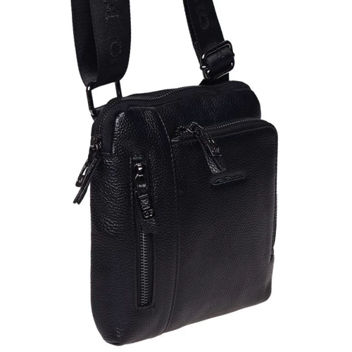 Мужская сумка через плечо Giorgio Ferretti черная (3481a-black): Фактура Матовая, Зернистая