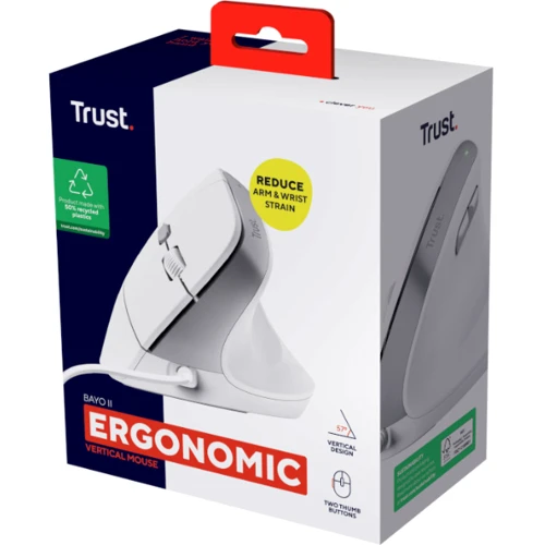 Мишка Trust Bayo 2 Ergonomic White (25397): Довжина кабелю 1.5 м