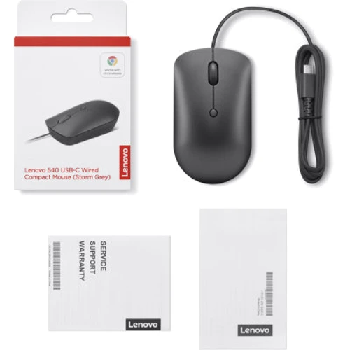 Мышь Lenovo 540 USB-C Compact Wired Storm Grey (GY51D20876): Длина кабеля 1,8