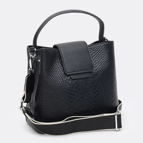 Женская сумка тоут Ricco Grande черная (K1MH9001-black): Фактура Тиснение, Матовая, Зернистая