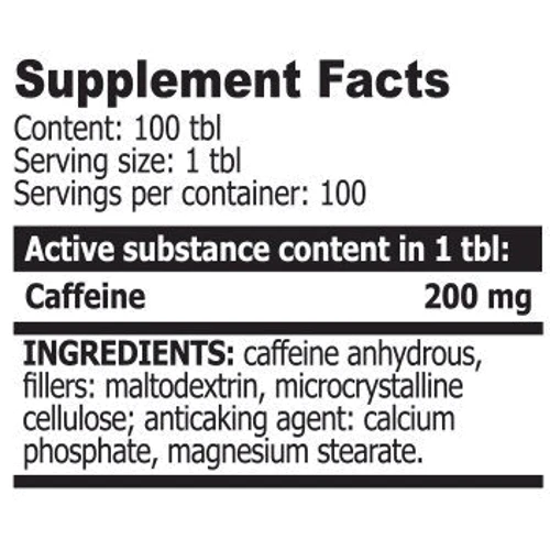 Extrifit Coffy 200 mg Stimulant 100 tabs: Тип Энергетики