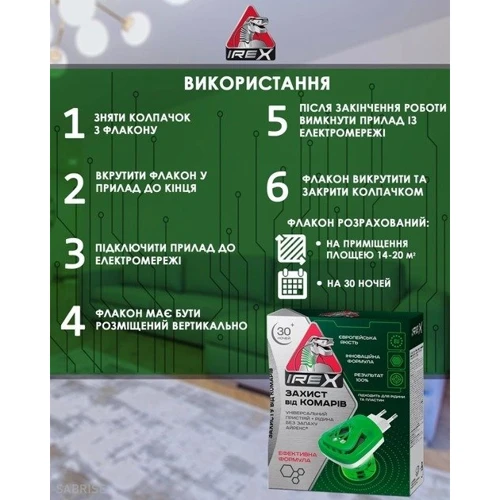 Комплект Irex від комарів Прилад та рідина 30 ночей (4820184441309) фото 4