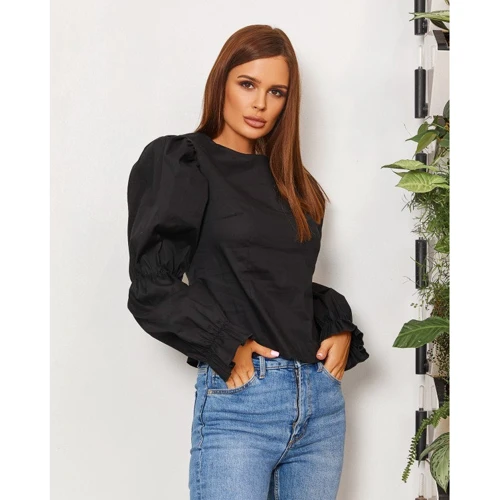 Блуза ISSA PLUS SA-279 44 черная с длинным рукавом