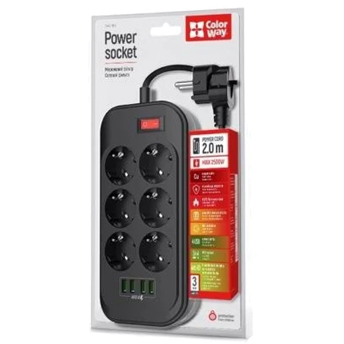 Сетевой фильтр ColorWay CW-CHE64B