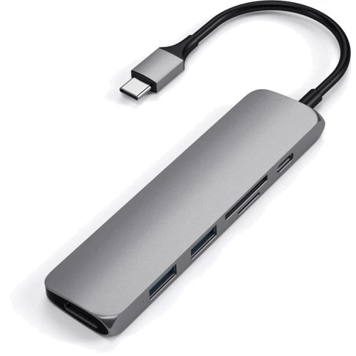 Адаптер Satechi Adapter USB-C to micro SD+SD+2xUSB3.0+USB-C Space Grey (ST-SCMA2M)
