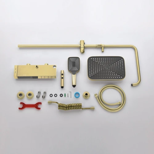 Душевая система Lefton Thermostatic Shower System with 5 Water Modes and Temperature Display Screen-SST2206 Brushed Gold фото 15