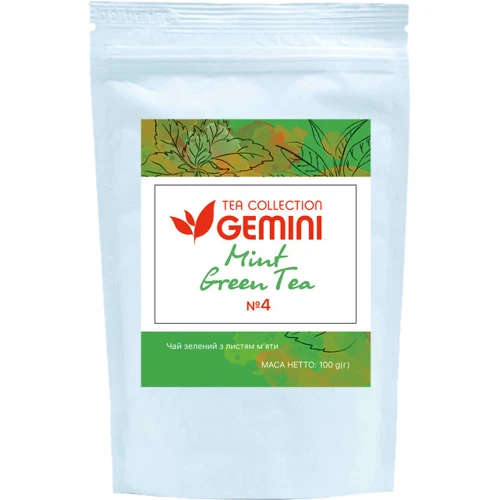 Чай Gemini зелений Tea Collection Mint Green Tea з м'ятою листовою 100 г (5000000004225)