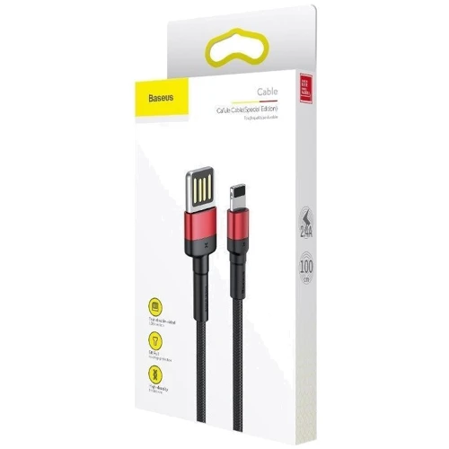 Кабель Baseus USB Cable to Lightning Cafule Special Edition 2.4A 1m Red/Black (CALKLF-G91) фото 4