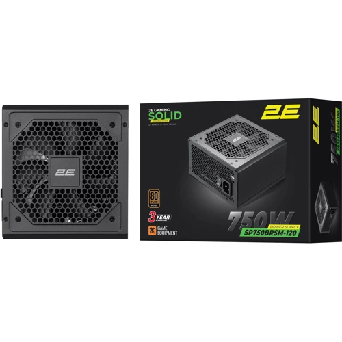 Блок питания 2E GAMING Solid Power (750W) (2E-SP750BRSM-120): Вентилятор нижней стенки 120 мм