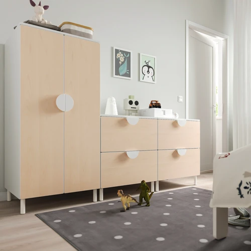 Гардероб ІКЕА Smastad/Platsa 180х57х133 см з 2 комодами біла береза (494.850.29) фото 3