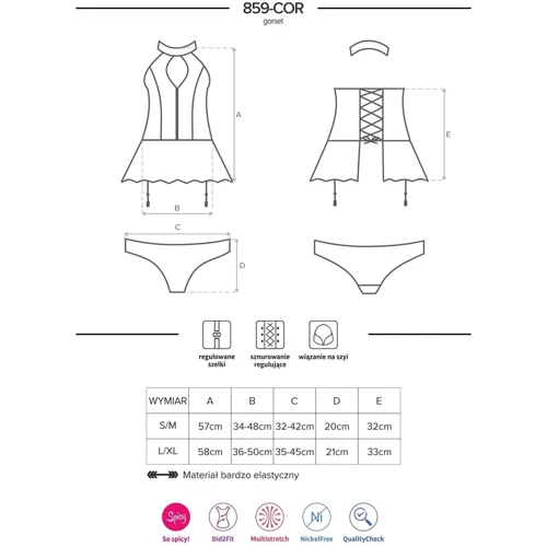 Комплект Obsessive 859-COR-1 corset, S/M