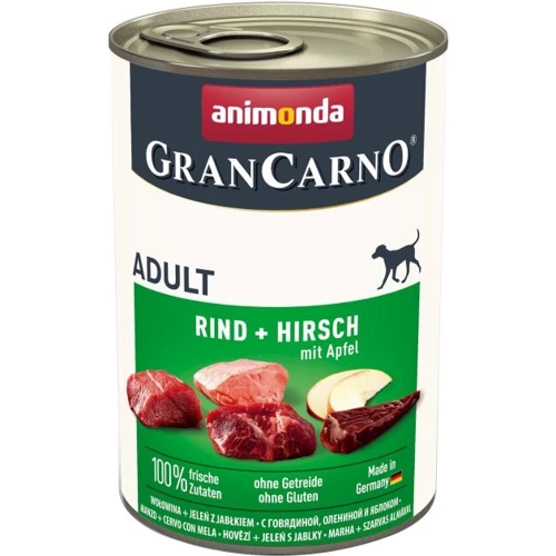 Вологий корм GranCarno Adult Beef + Deer with Apple для собак з яловичиною олениною та яблуком 400 г (4017721827539)