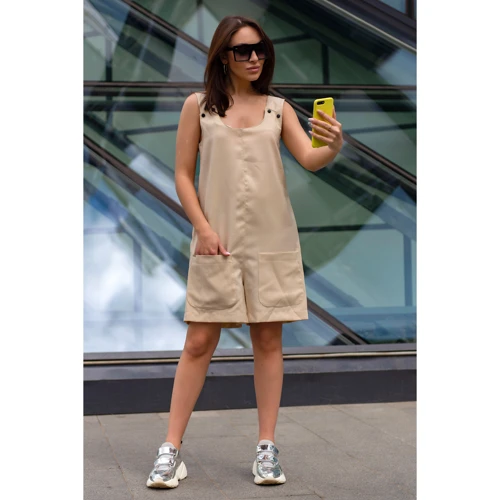 Комбинезон FLFashion Гавана ФКГ 3051 S-M бежевый: Вид Комбинезоны