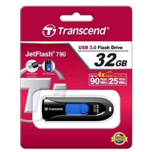 USB-флешка Transcend 32GB JetFlash 790 USB 3.0 Black (TS32GJF790K): Стандарт USB USB 3.0