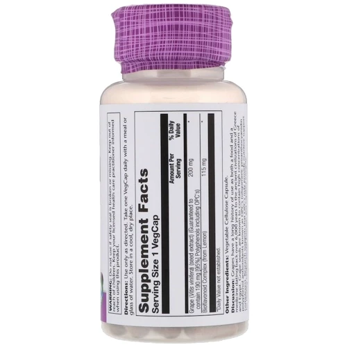 Solaray, Grape Seed Extract, 200 mg, 60 Vegetarian Capsules (SOR-66118): Форма випуску капсули