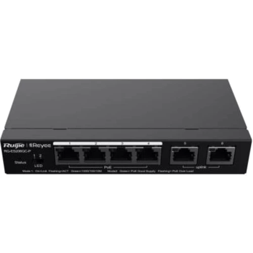 Сетевой коммутатор Ruijie Networks RG-ES206GC-P: Количество портов Fast Ethernet (10/100) 6