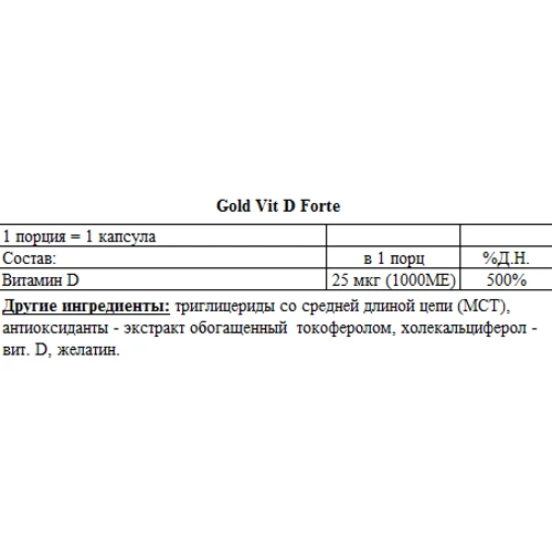 Olimp Gold-Vit D Forte 30 caps: Форма выпуска Капсулы
