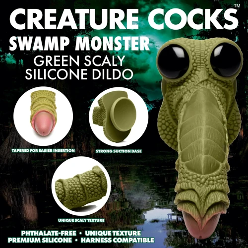 Фантазийный фаллоимитатор Creature Cocks Swamp Monster Green Scaly Silicone Dildo