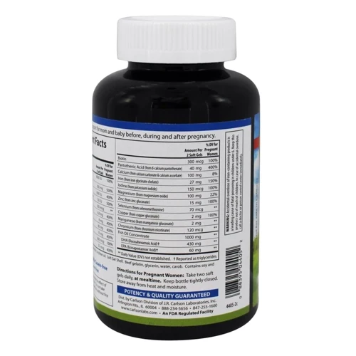 Carlson Labs Prenatal with DHA & Vitamin D3 60 soft gels Мультивитамины для беременных с DHA (докозагексаенова кислота) и витамином D3
